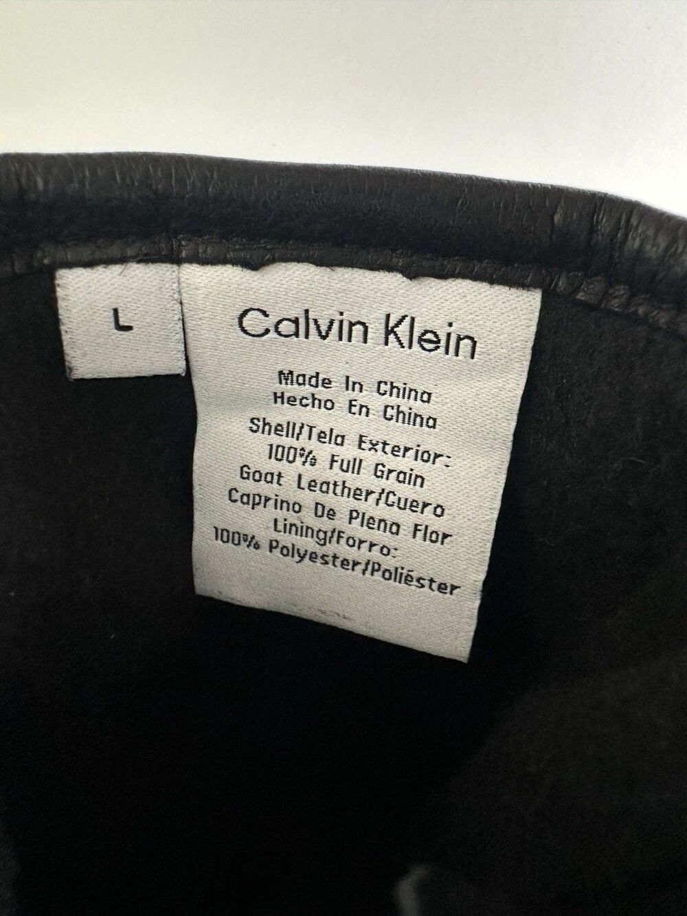 Calvin Klein Adult Full Grain Goat Leather Gloves Black Size L - Picture 5 of 5